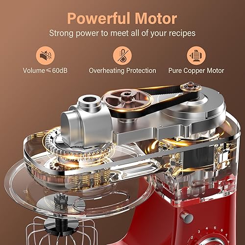 Miniatura 3 de Batidora de pie, 3 en 1, 10 velocidades, 660 W, 5.5 cuartos de galón, batidora eléctrica con tazón, gancho para masa, batidor y batidor, batidora de