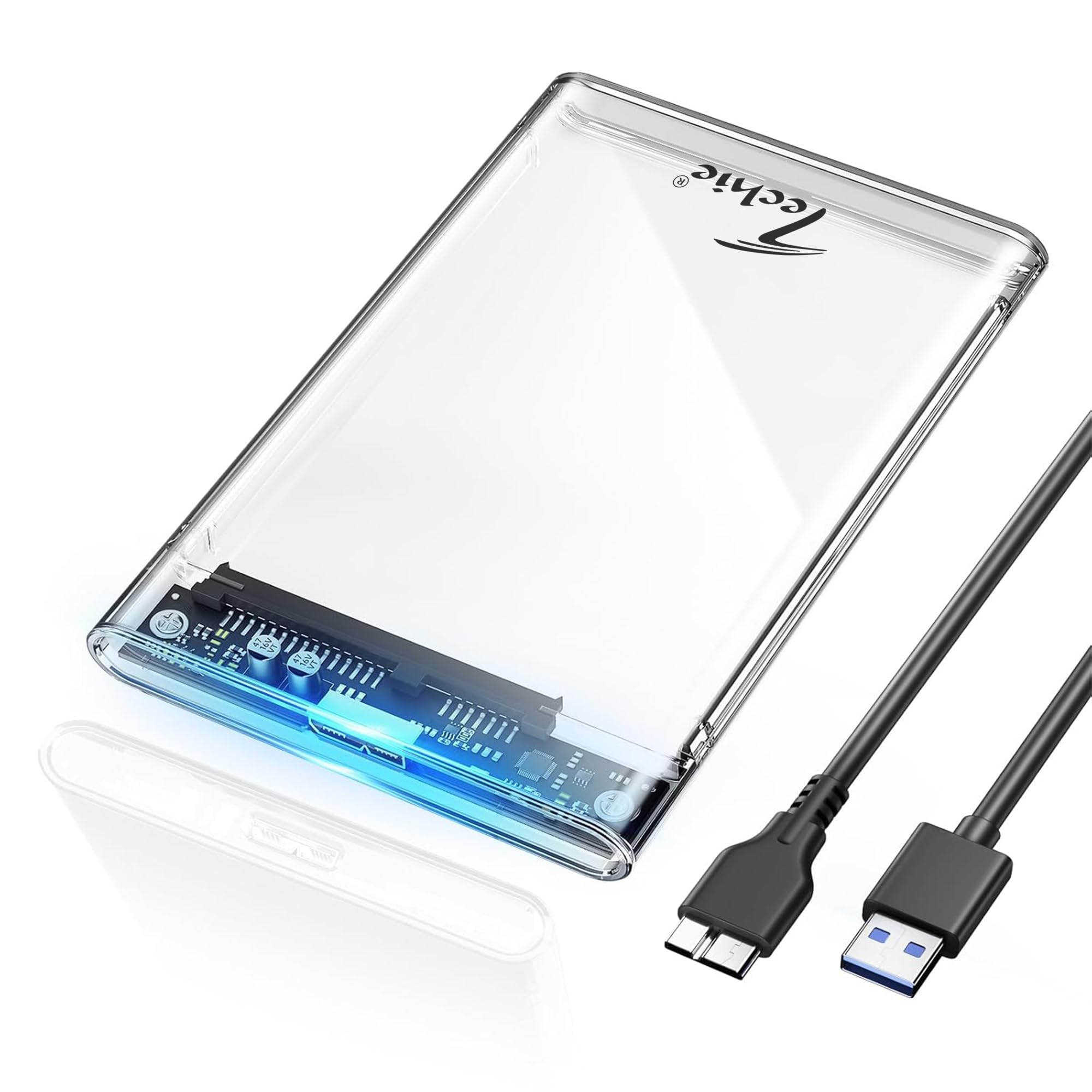 TECHIE 2.5” External Hard Drive Enclosure, HDD/SSD Transparent Enclosure, USB 3.0, Easy-Install Shockproof Case for Windows, macOS, Linux, Drives up to 4TB-image-21