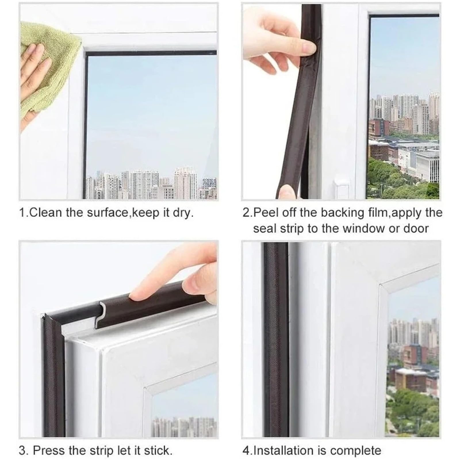 Türdichtung 40 m Fenster-Akustikschaum-Dichtungsstreifen(Brown,30M)