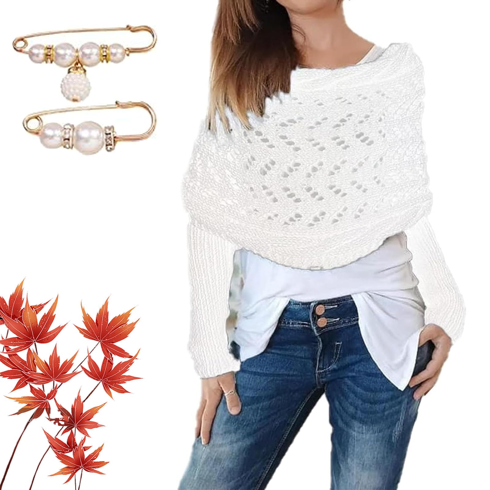 Sciarpa Con Maniche Donna - Lavorata A Maglia, 260x37 Cm | Multifunzionale Per Coprispalle E Avvolgicavo - Foto 2