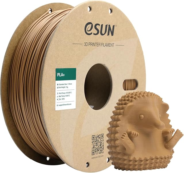 eSUN Filament PLA+ 1,75mm, Filament do Drukarek 3D PLA Plus, Dokładność Wymiarowa +/- 0,03mm, Szpula 1KG (2,2 LBS) Filament do Druku 3D do Drukarek 3D,Jasnobrązowy