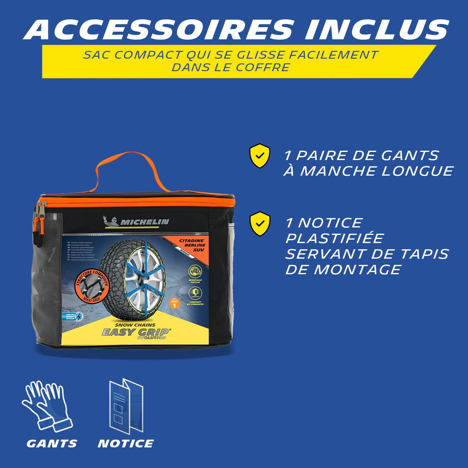 MICHELIN Easy Grip Evolution® Composite Snow Socks Chains Approved for Italy n°EVO 18