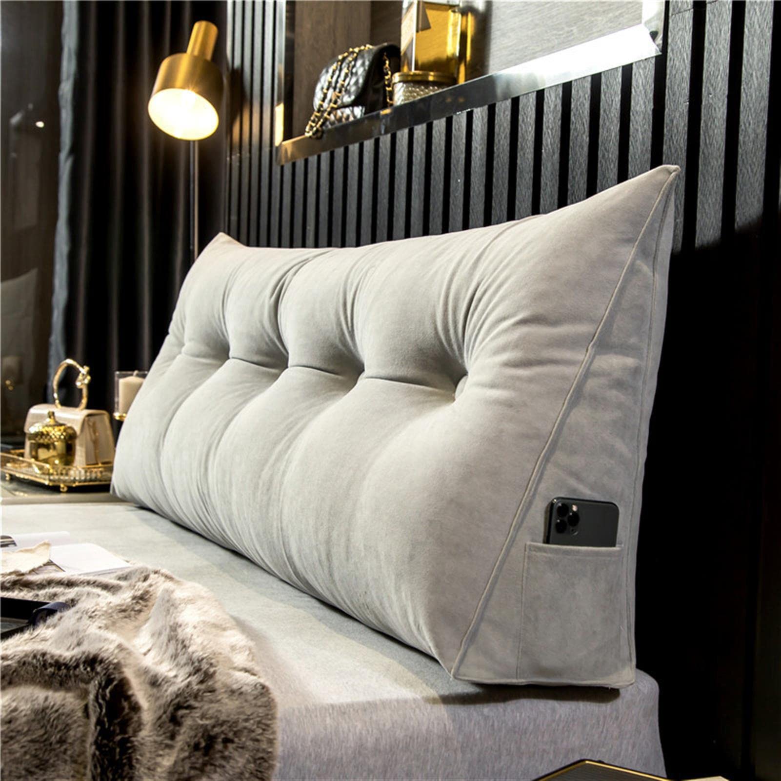 Almohada triangular de algodón y lino para cama y sofá, funda extraíble, cojín de apoyo para posicionamiento del sofá, elegante accesorio de decoración del hogar