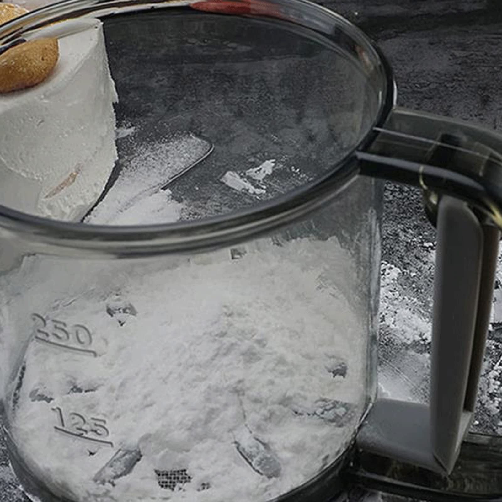Tamiz De Cocina Redondo, Tamiz De Harina, Tamiz De Azúcar En Polvo De Mano, Agitador De Polvo, Taza Medidora, Herramienta para Tamizar Y Hornear
