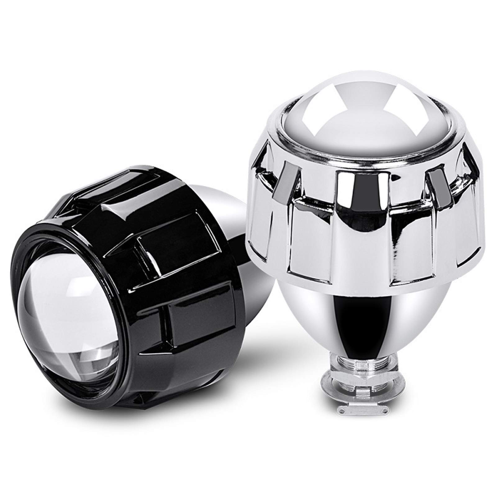 Ojos de Angel Luces, Ojos de Angel Coche Styling 2.5 pulgadas HID BI Xenon Faro Mini Proyector Lens Retrofit H4 H7 Lentes de cabeza Black Silver Uso H1 Bulb(RHD without Shroud)