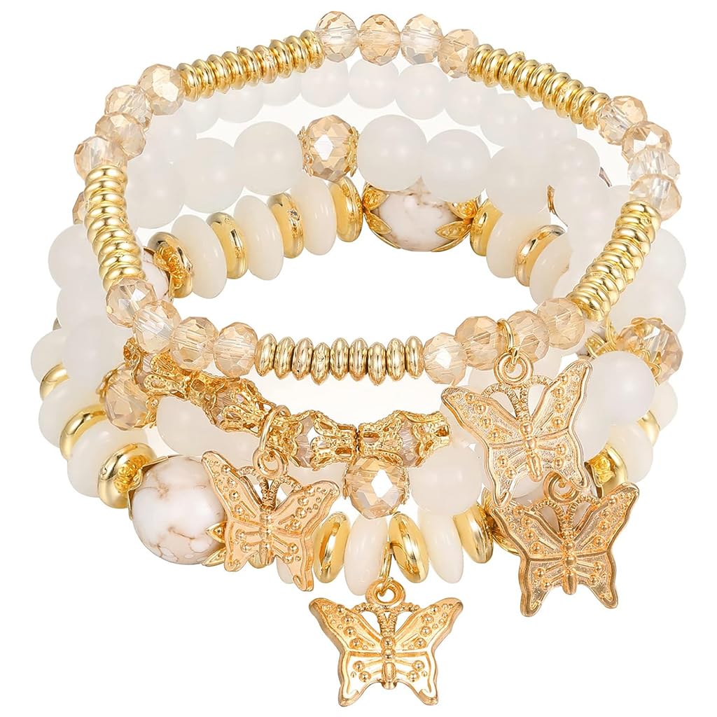 SANNIDHI® 4Pcs Bohemian Bracelet for Woman Butterfly Charms Crystal Beads Bracelet Fashion Multilayer Stretch Tassel Bracelets Set Golden Bangles Bracelet for Women Girls Jewelry Gift (B0CSJR95BX) Amazon Price History, Amazon Price Tracker