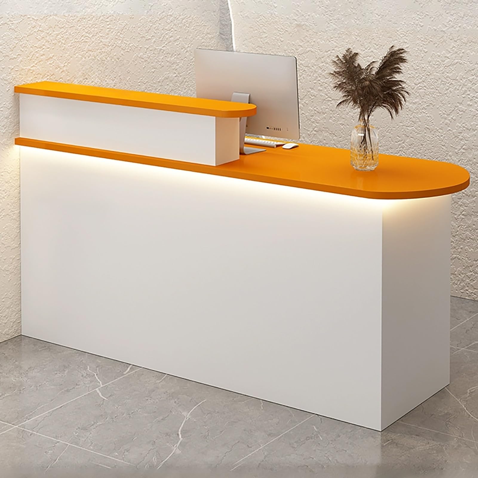 Nowoczesne biurko LED z tacą na klawiaturę, białe, 110 x 55 x 100 cm, idealne do biur i sklepów