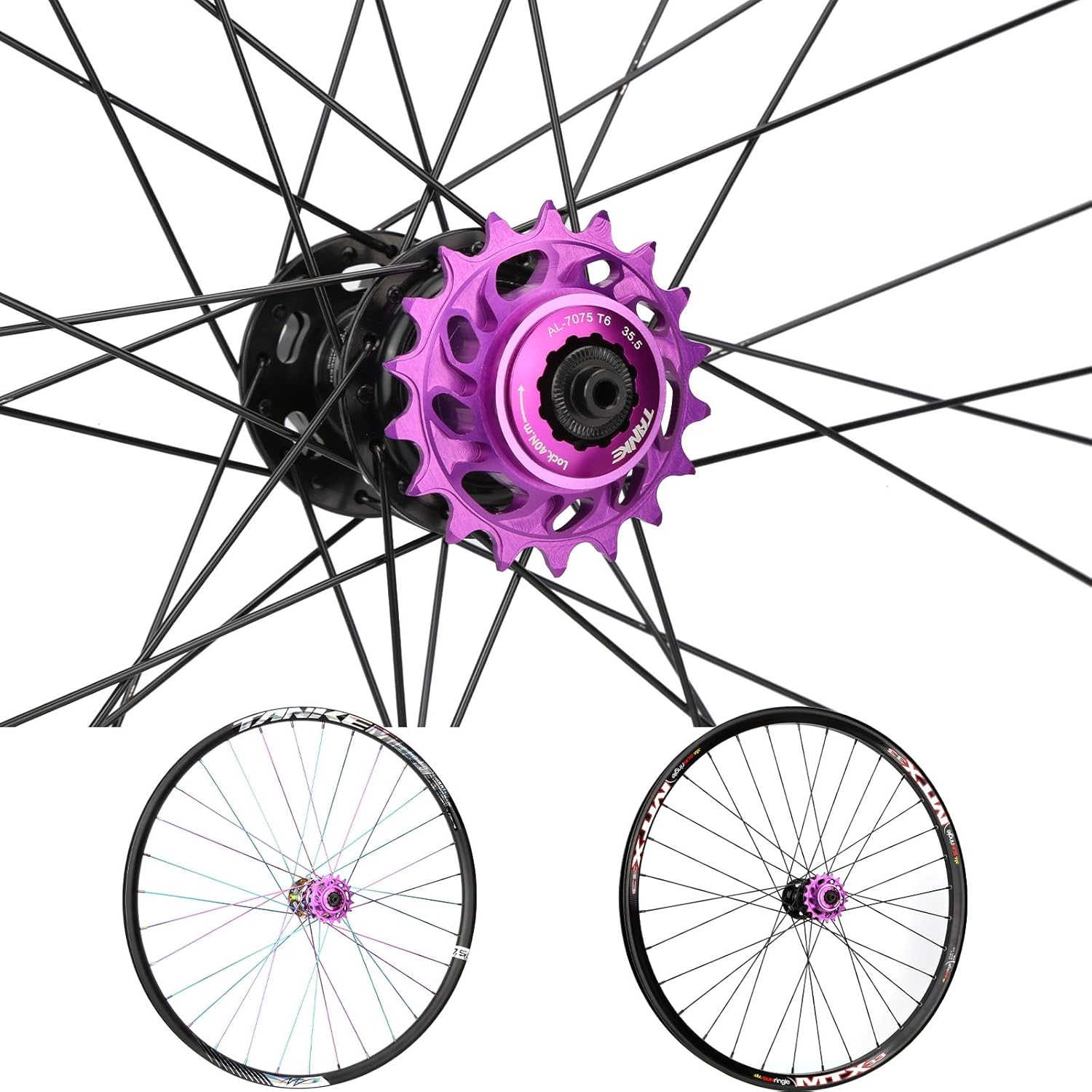 Single-Speed Chain Tensioner and 15T Single Speed Cassette-Purple