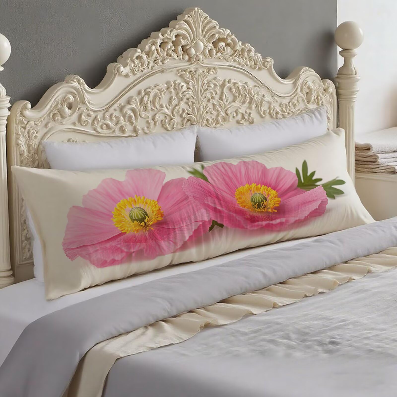 Taie oreiller rose et vert 60x180 cm pour sublimer le canapé du salon ou le lit