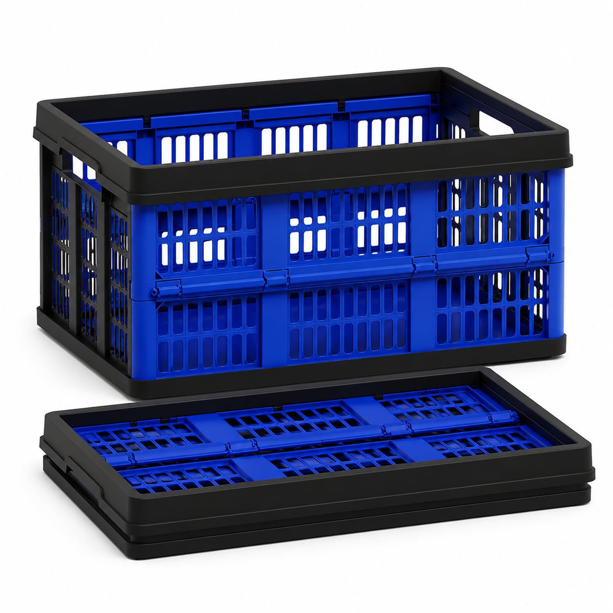 Caixa Organizadora Dobrável 45L Suporta Até 30KG Azul Multiuso Resistente com Alças