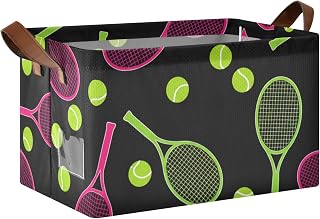 Tennis Rackets and Balls Storage Bin Collapsible Storage Basket with Handles for Home Kitchen Bedroom 1PCS