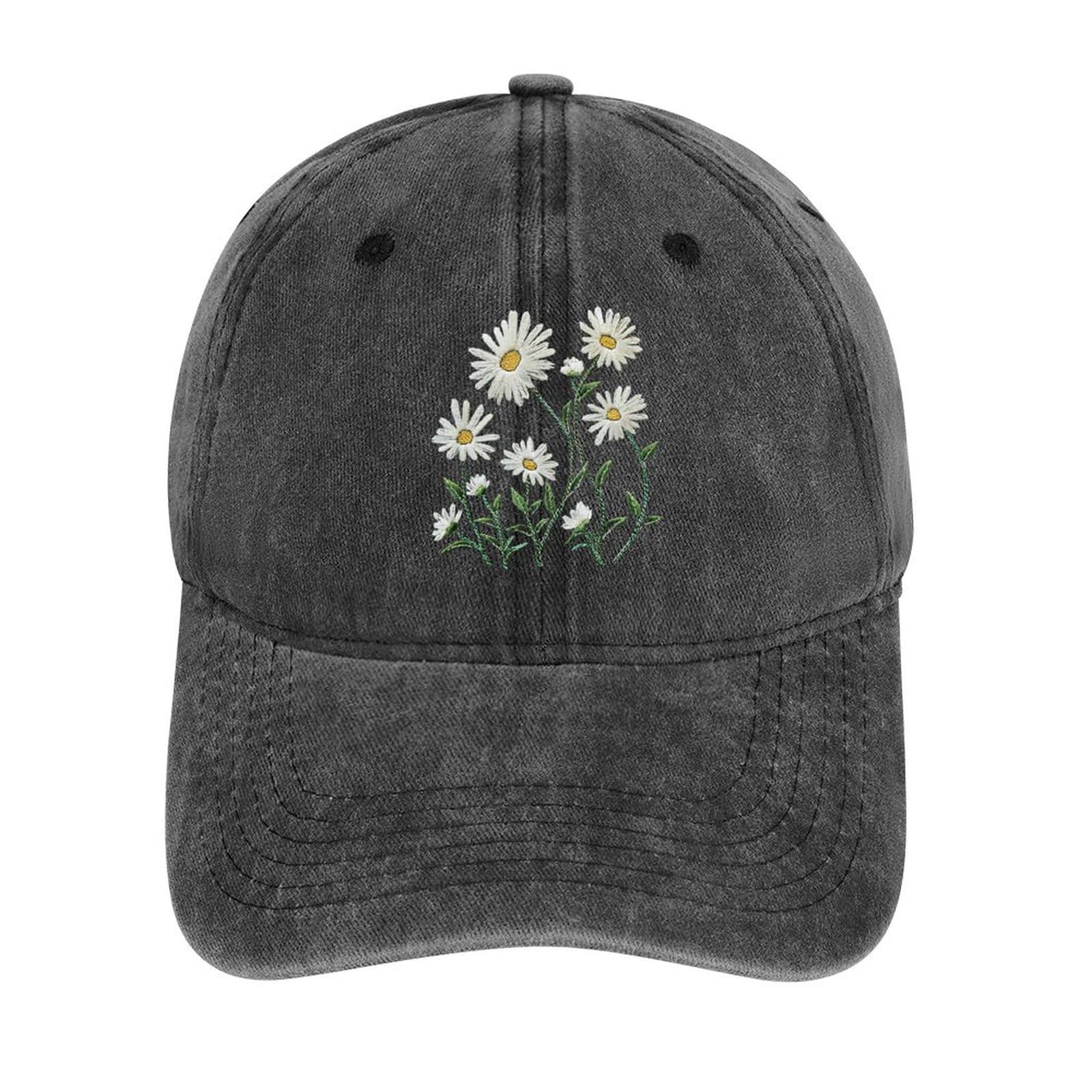CarryGShopBaseball Cap Boho Floral Adjustable Dad Hats for Men and Women Wildflower Daisy Classic Trucker Baseball Hat