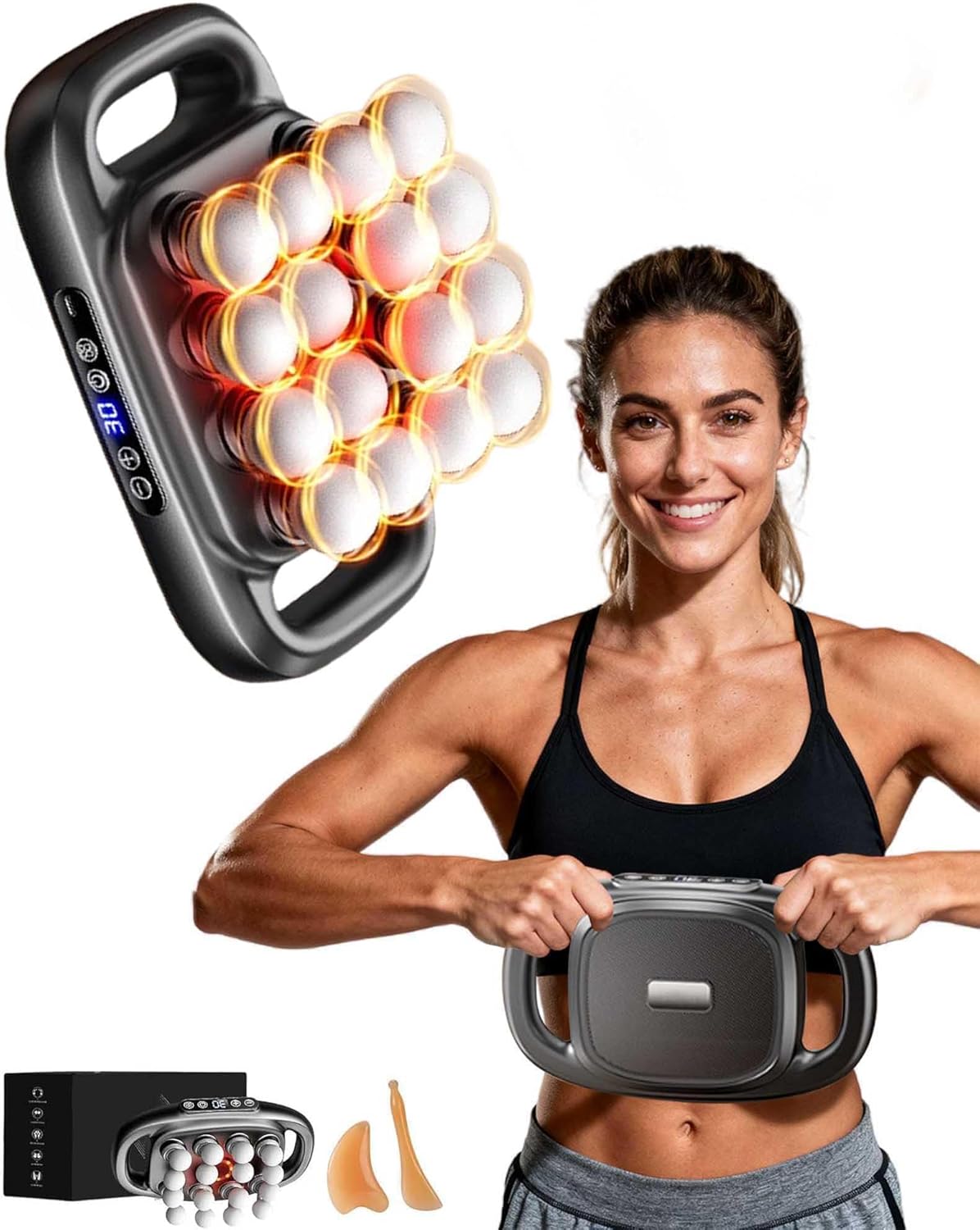 16 Head Massage Gun – Deep Tissue Percussion Massager 3 Modes & 30 Intensities, 50kg Deep Pressure, for Neck, Shoulders, Upper Arms, Buttocks Legs Pain Relief & Recovery 16 Head Massage Gun – Deep Tissue Percussion Massager 3 Modes & 30 Intensities, 50kg Deep Pressure, for Neck, Shoulders, Upper Arms, Buttocks Legs Pain Relief & Recovery