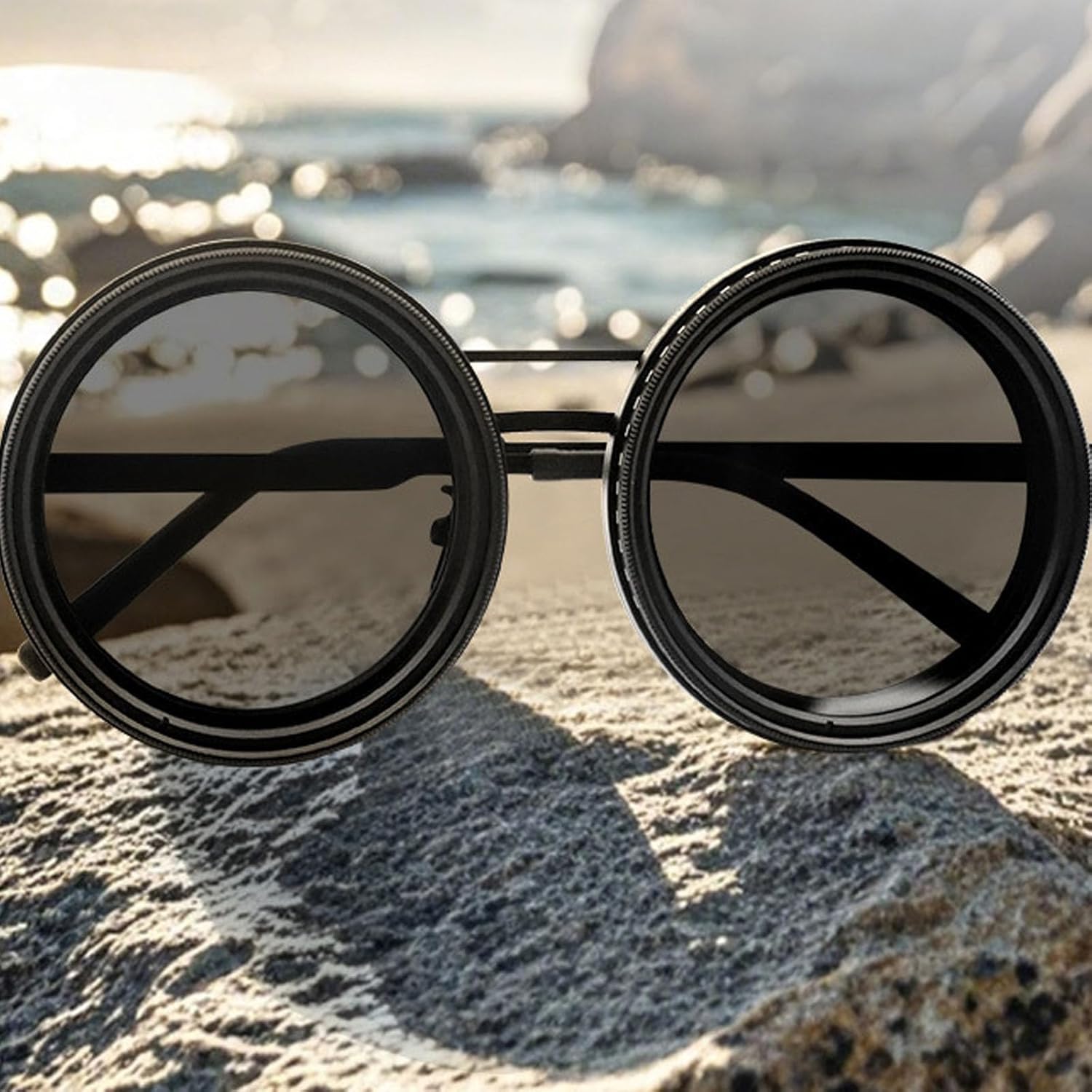 Adjustable Tint Sunglasses for Men, 1-9 Gears Rounded Polarized Glasses with Nd Filter Lensesadjust Shade Sunglasses for Men Beach Shady Fishing Driving - Image 4