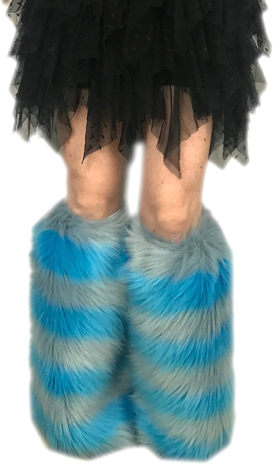 Bianna Creations Cheshire Cat Costume Accessories, Handmade Blue and Gray Striped Luxury Faux Fur