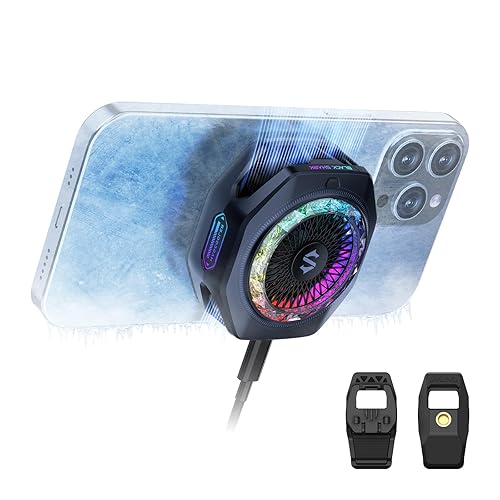 Black Shark Magnetic Phone Cooler 5 Pro - 18 Addressable RGB LEDs, Detachable Grip, APP-Controlled Thermostatic Cooling Fan for iPhone MagSafe/Android/iPad -Gaming/Streaming/Photography - 5 Pro Black