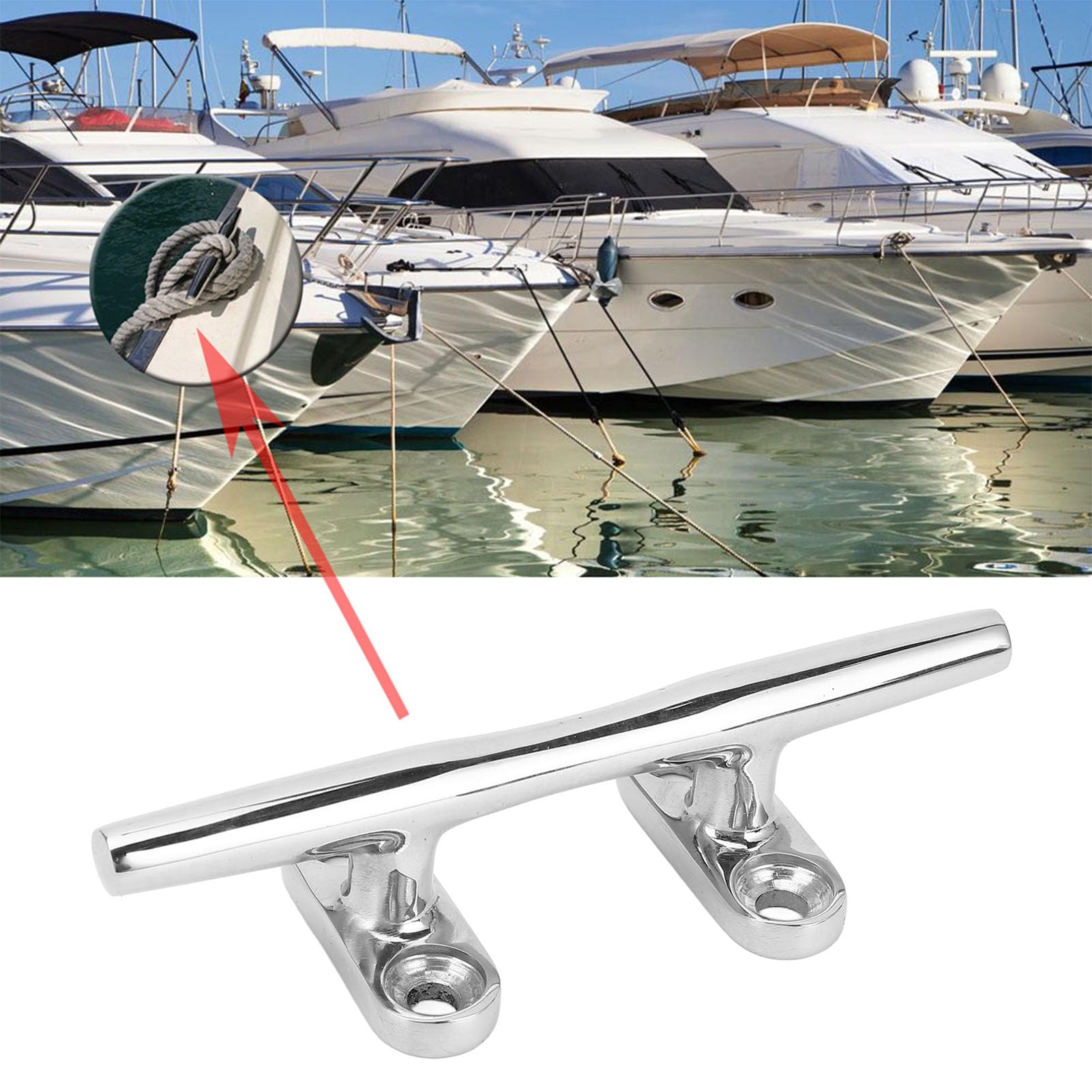 Luocute Taquet de Quai de 4 Pouces en Acier Inoxydable, 4 Taquets D'arrimage de Bateau Robustes, Taquet D'amarrage pour Bateau, Yacht, Cargo, Hors-Bord, Taquets de Quai Marin pour