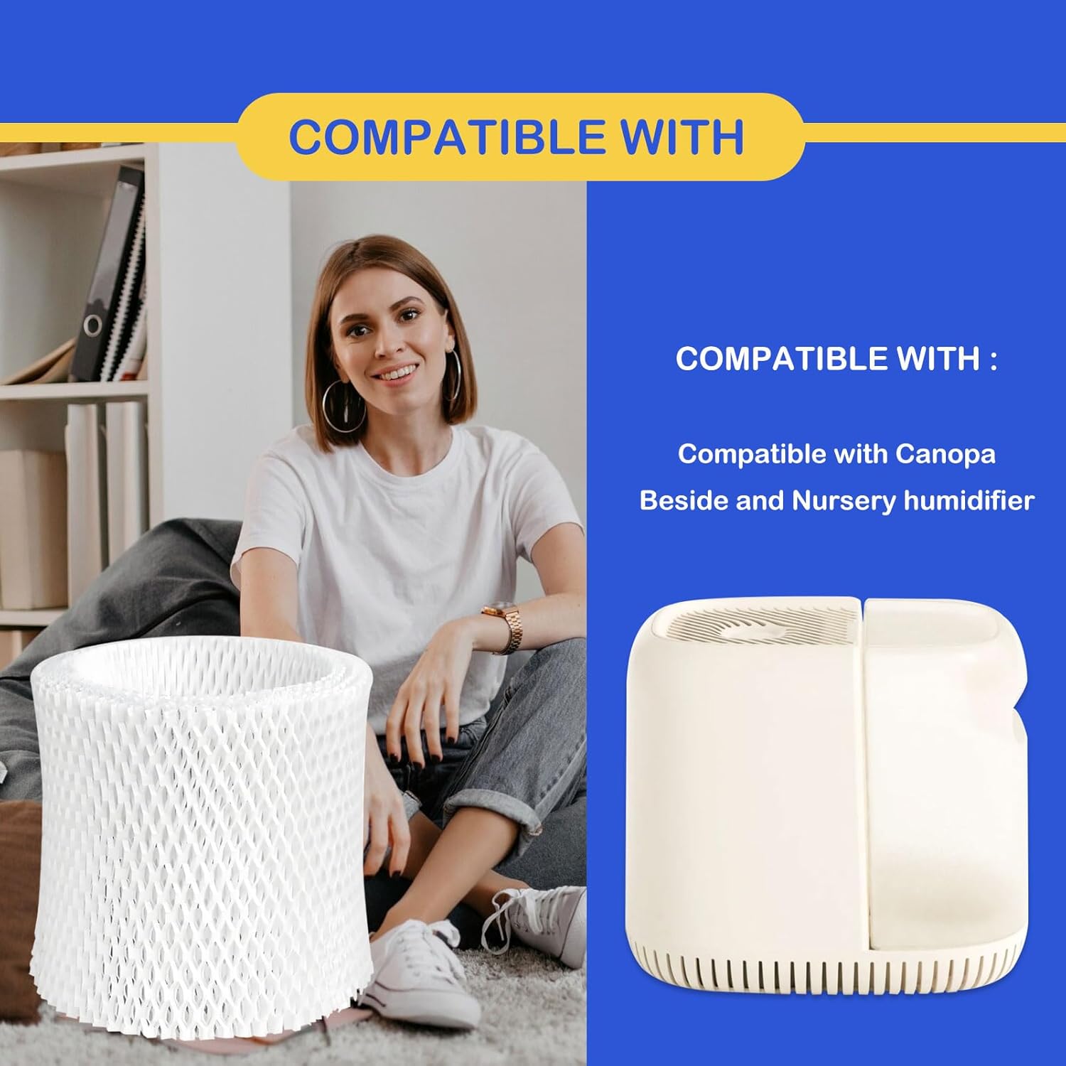 Humidifier Wicking Replacement Filter Compatible with Canopy Bedside and Nursery Humidifier, Wood Pulp & Paper Filter, 6 Pack