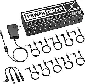 Donner Fonte de alimentação de pedal de guitarra DP-2 de alta corrente 10 saídas CC isoladas para pedais de efeito 9V/12V/18V