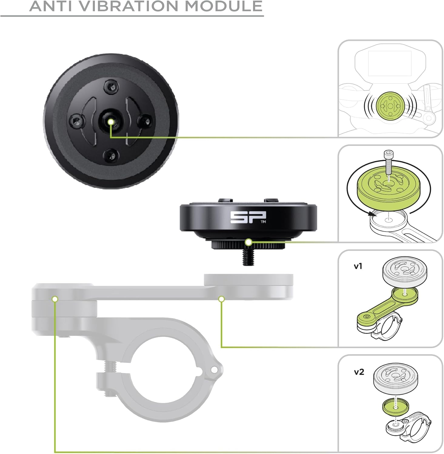 SP CONNECT Moto Bundle II with Anti Vibrations Module| SPC+ | Compatible with for iPhone 16 Pro Max | Motorcycle Phone Mount |Phone Mount for Motorcycle Handlebars | Cell Phone Holder