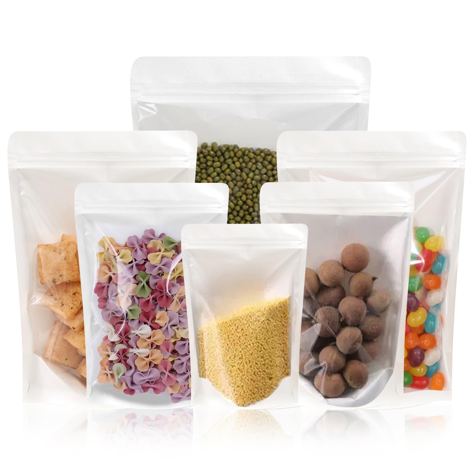 Photo 1 of 100 PCS Resealable Packaging Bags for Small Business?Kraft Bags With Window Clear Fornt Heat Seal Sealable 7"x10"Paper Zipper Stand Up Pouches Nut Bag Coffee Cookie Herb Food Bakery Storage