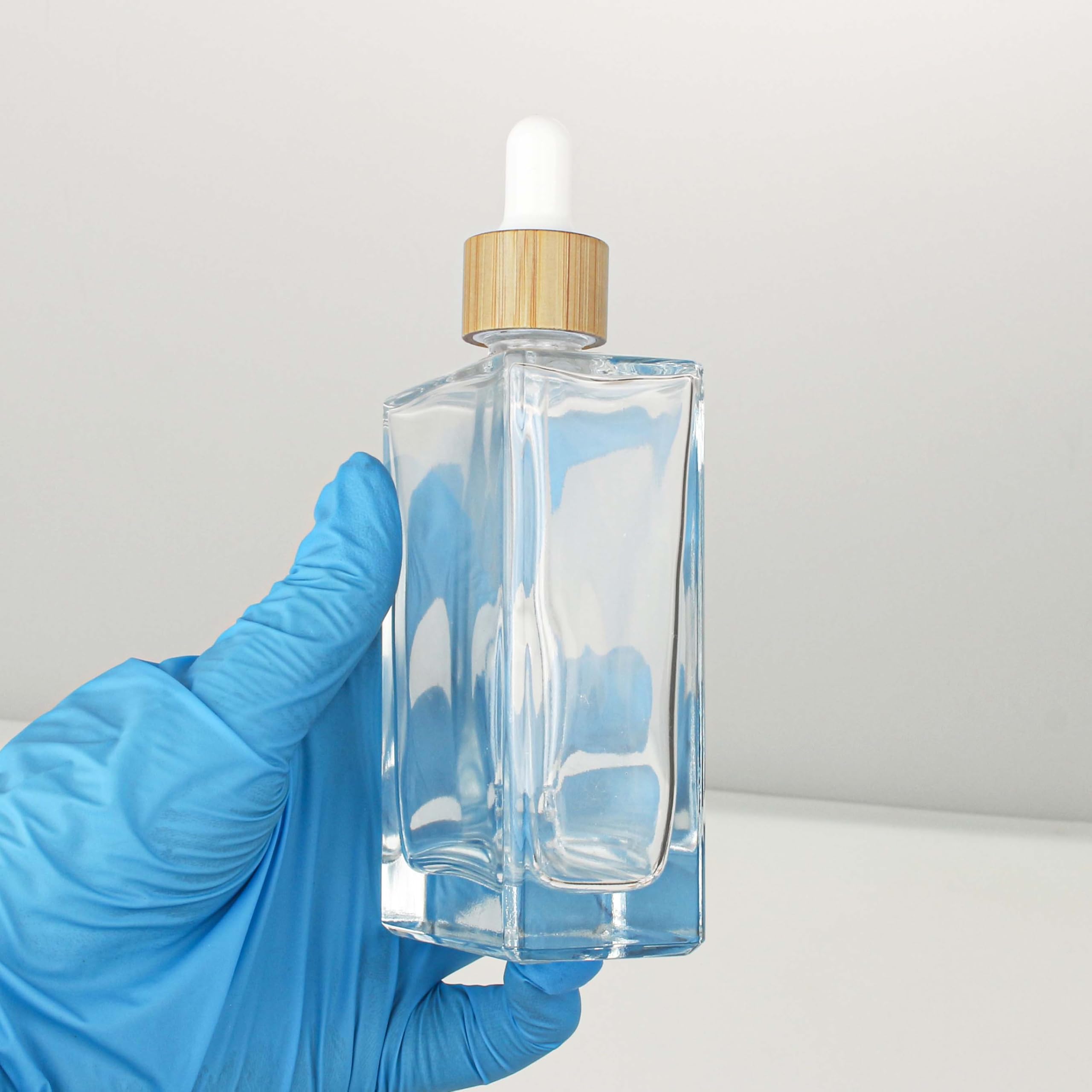COSIDEA 3 botellas de vidrio plano transparente 100 ml para aceites esenciales de viaje