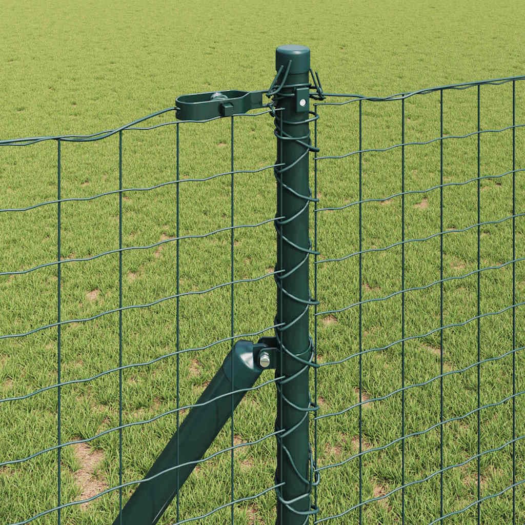 Juego de 52 postes de valla de acero con recubrimiento en polvo verde con estaca, travesaños, cerrojo y soporte para jardín, terraza
