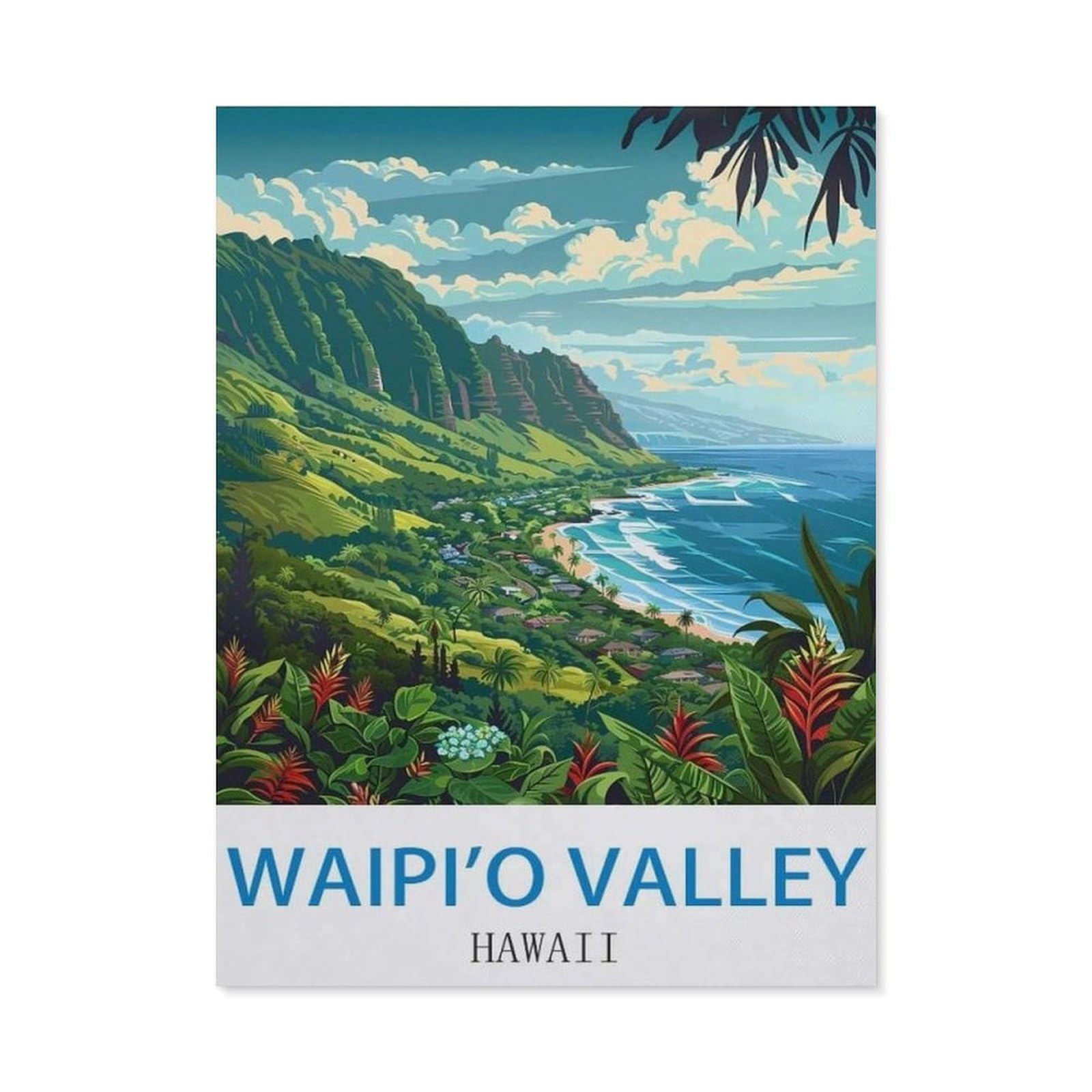 Waipi'o Valley Hawaii，Tin Signs Funny Vintage Metal Sign Plaqu Poster Wall Art Pub Bar Kitchen Garden Bathroom Home Decor(15x30cm）6x12 inch-EC17
