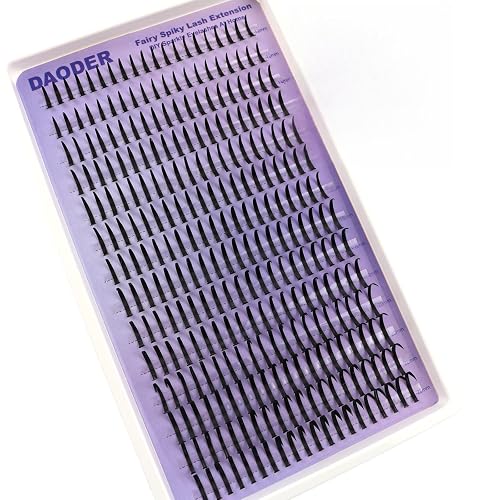 DAODER Lash Clusters, Spiky Fairy Eyelash Clusters 14-22MM Long Cluster Eyelash Extensions Wet-Look for Manga Anime or Hybrid Lash Extension Look D Curl DIY At Home Easy Use 280pcs