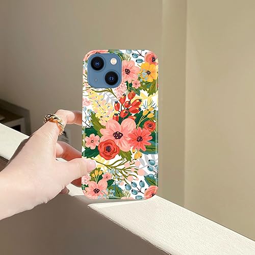Miniatura 5 de J.west Funda para iPhone 13 de 6.1 pulgadas, suave, transparente, retro, rosa, floral, flexible, TPU, a prueba de golpes, transparente, elegante,