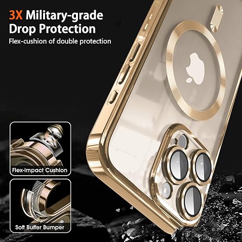 Miniatura 4 de Funda magnética para iPhone 15 Pro Max con protector completo de lente de cámara imanes N56 fuertes Compatible con Magsafe Funda transparente y