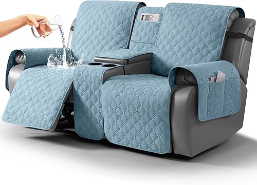 Vista 9 de TAOCOCO Funda para Sillón de Dos Plazas Reclinable 100% Impermeable con Consola Central, Funda de Sofá Reclinable Reversible para 2 Asientos