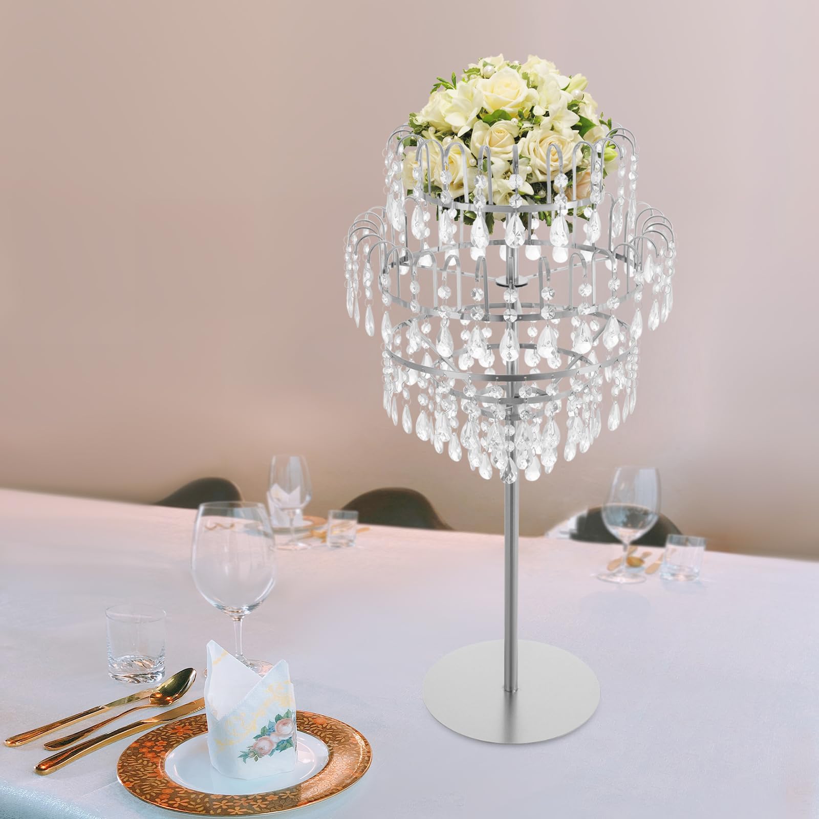 Centros de Mesa de Boda de Metal acrílico, jarrones de Flores, Soporte para Flores, Soporte de jarrones de Cristal en Forma de Columna, Estante para exhibir Flores para Bodas y fie