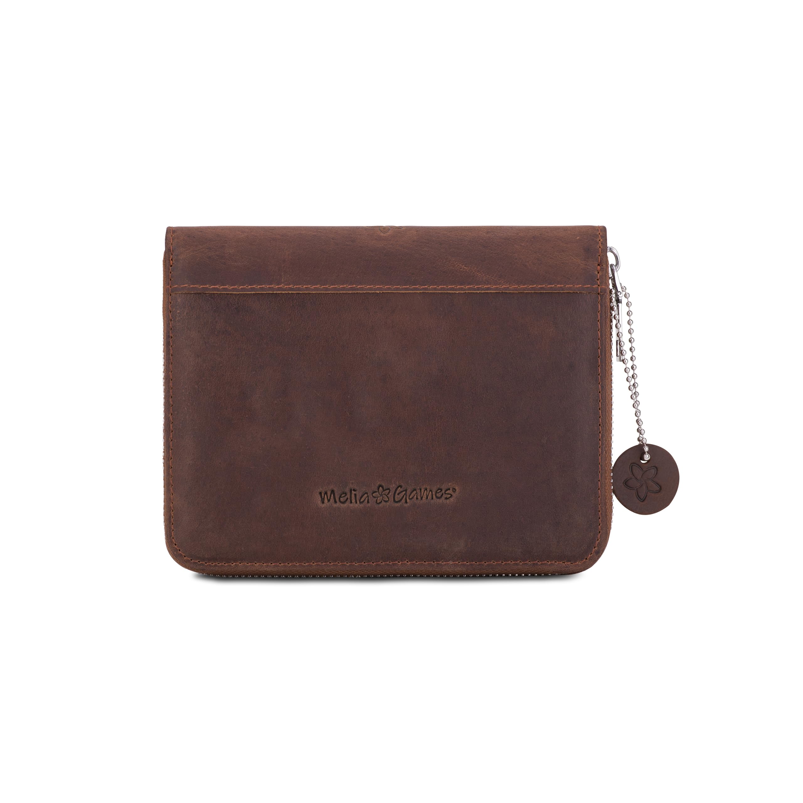 Etui na karty do gry – wysokiej jakości etui na karty z najlepszej skóry – łącznie z talią kart do gry i ołówkiem (Classic Brown)