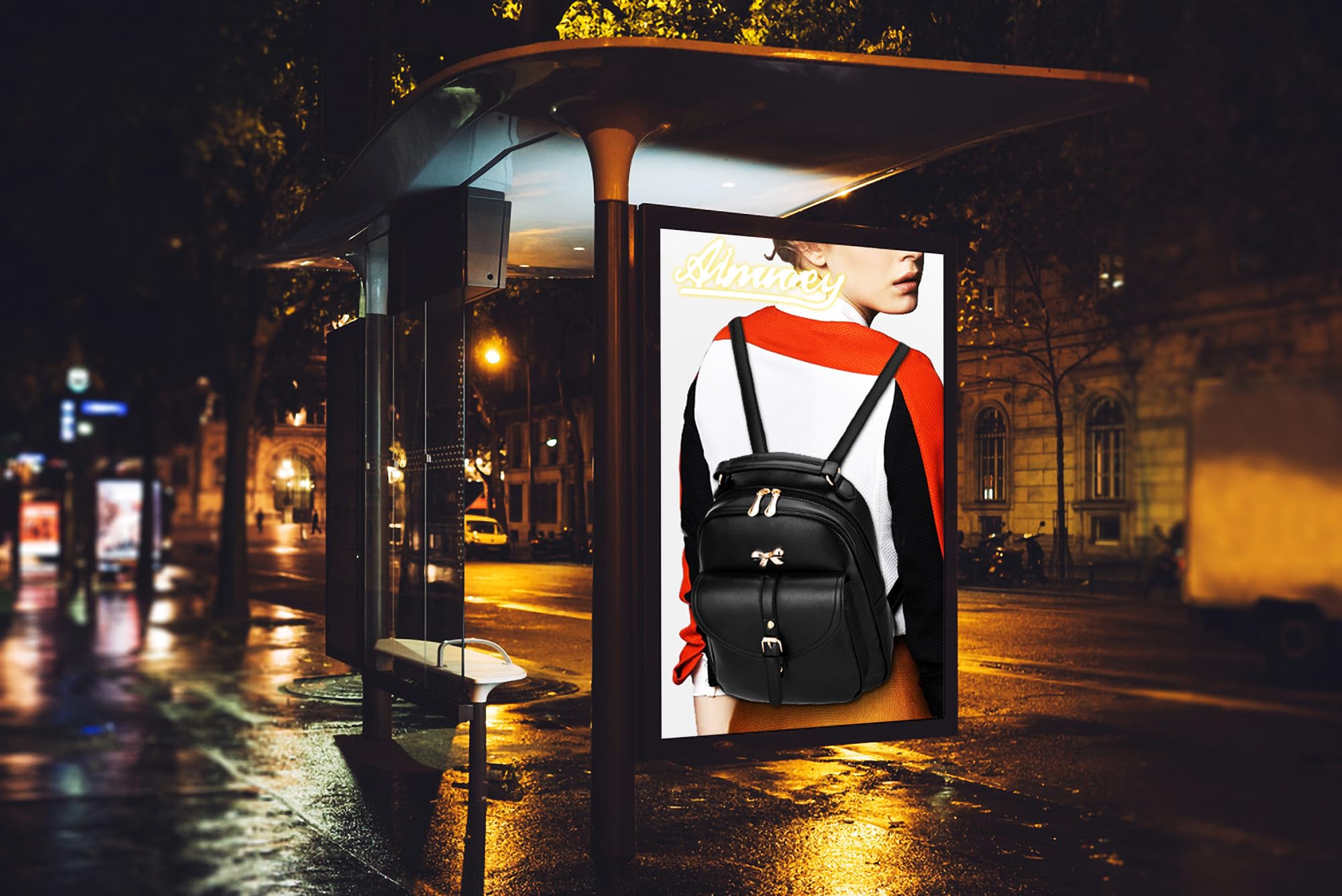 AINUOEY Donna Borse a Zaino Borsa a Zainetto Elegante Tracolla Zaini Firmate Marca Zainetti Antifurto PU pelle 76605 1 pz Nero