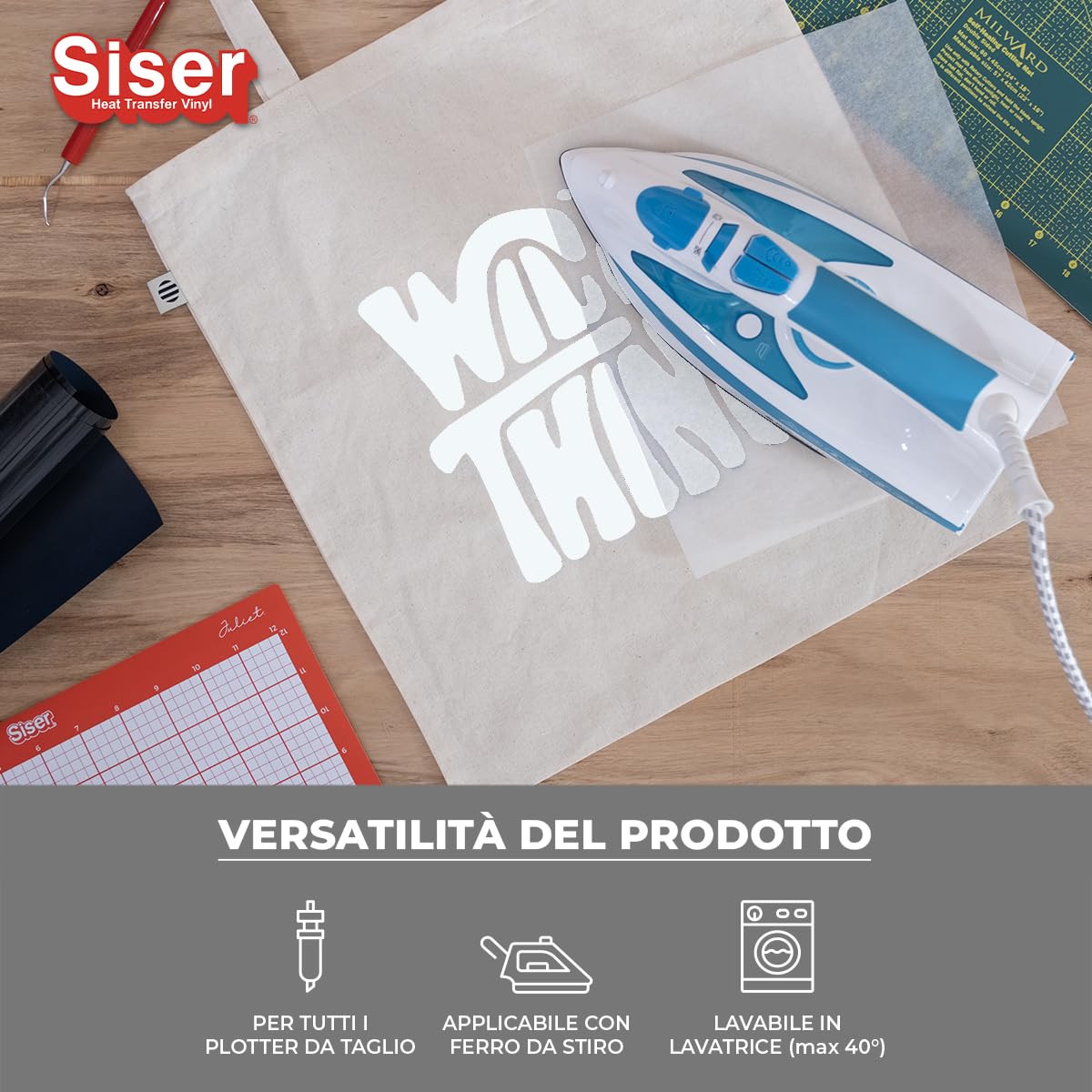 Siser® EasyWeed® Bianco opaco, 30cm x 1mt, vinile termotrasferibile termoadesivo per personalizzare i tessuti, hobby creativi, certificato VeganOk e Oeko-Tex standard 100 classe I.