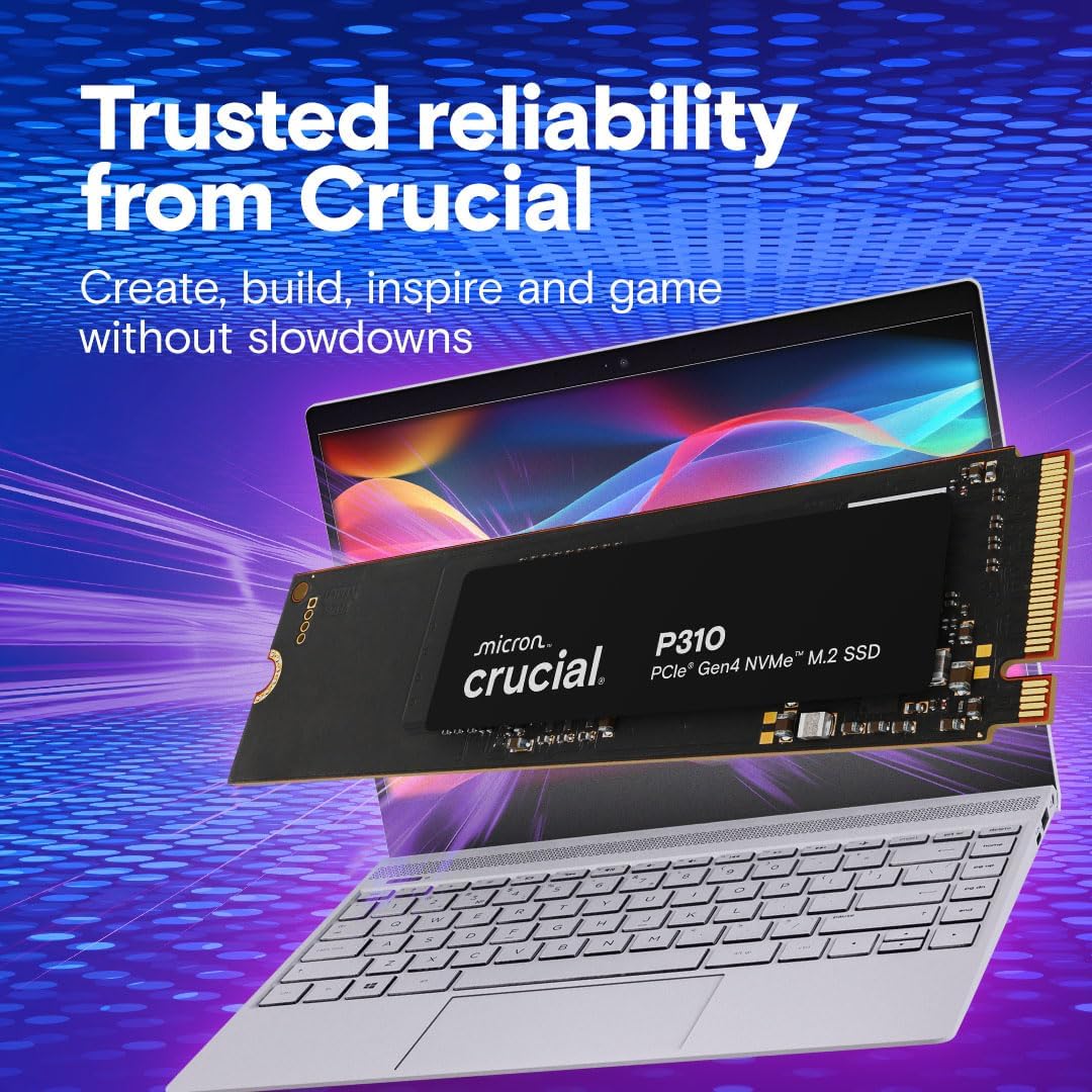 Crucial P310 1TB SSD, PCIe Gen4 NVMe M.2 2280, Up to 7,100MB/s, for Laptop, Desktop (PC), & Handheld Gaming Consoles, Includes Acronis Data Recovery Software, Solid State Drive - CT1000P310SSD801 - Image 6