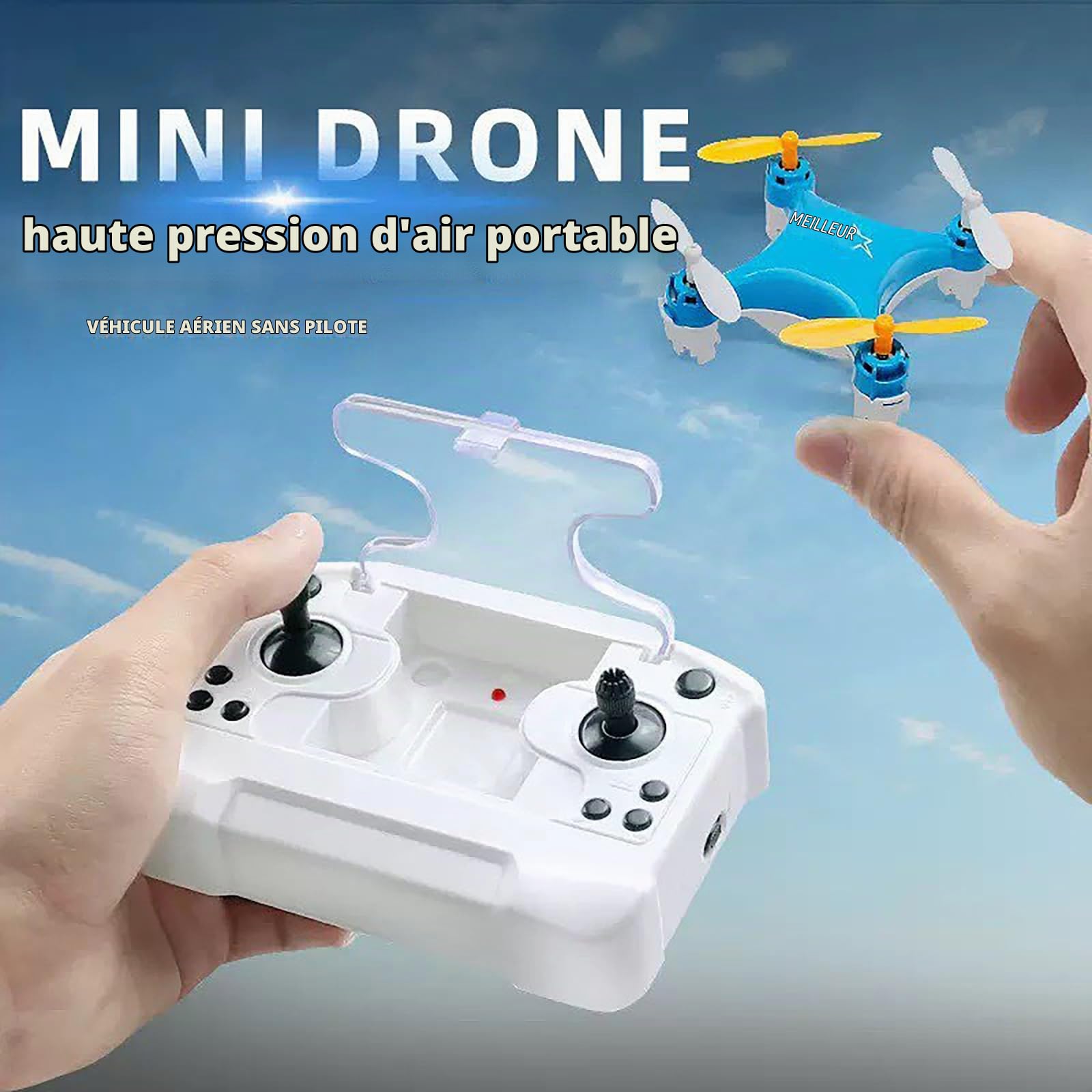Mini Drone LED, Drone Mini Tous Âges avec Vols Acrobatiques Faciles, Trucs 360°, Parfait pour Débutants, Maintien d'Altitude LED et Protection des Hélices pour Intérieur/Extérieur (Blue)