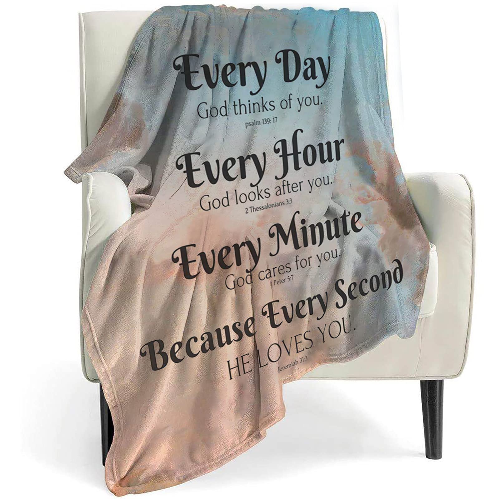 QETXVI Bible Verse Blanket with Inspirational Thoughts and Prayers- Religious Throw Blanket Soft Lightweight Cozy Plush Wa...