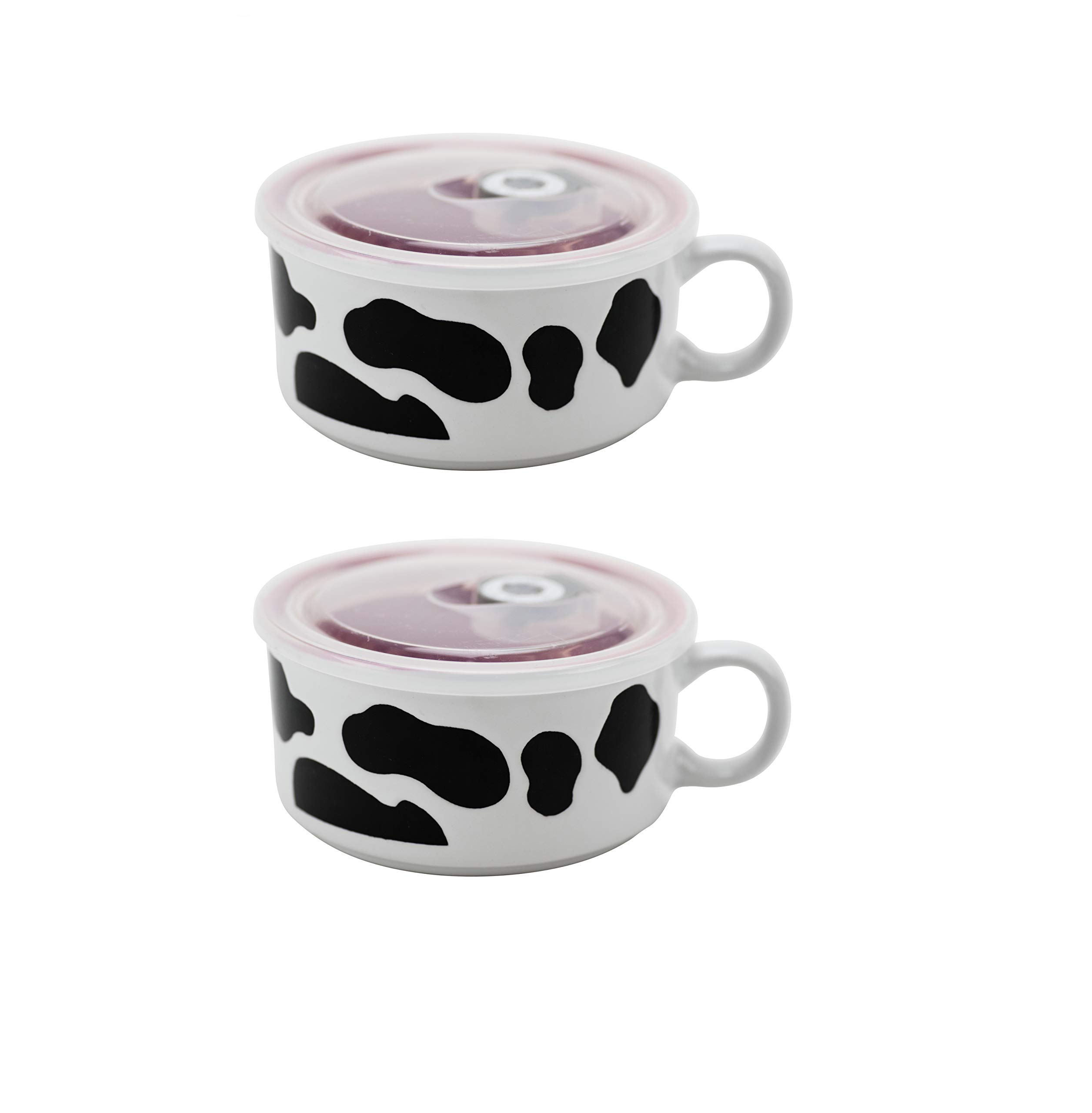 Boston Warehouse Souper Mug Food Storage Container, 22 Ounce, Cow - Set of 2