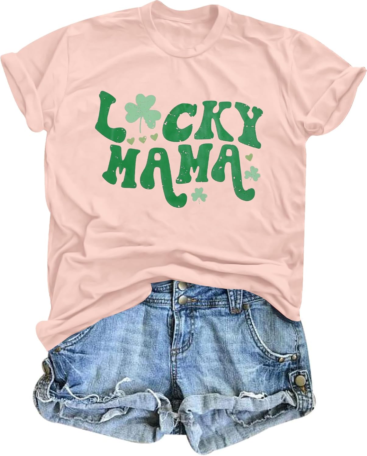 VILOVE St Patricks Day Shirt Women Lucky Mama Tshirt Cute Clover Graphic Short Sleeve Shamrock Tee Tops