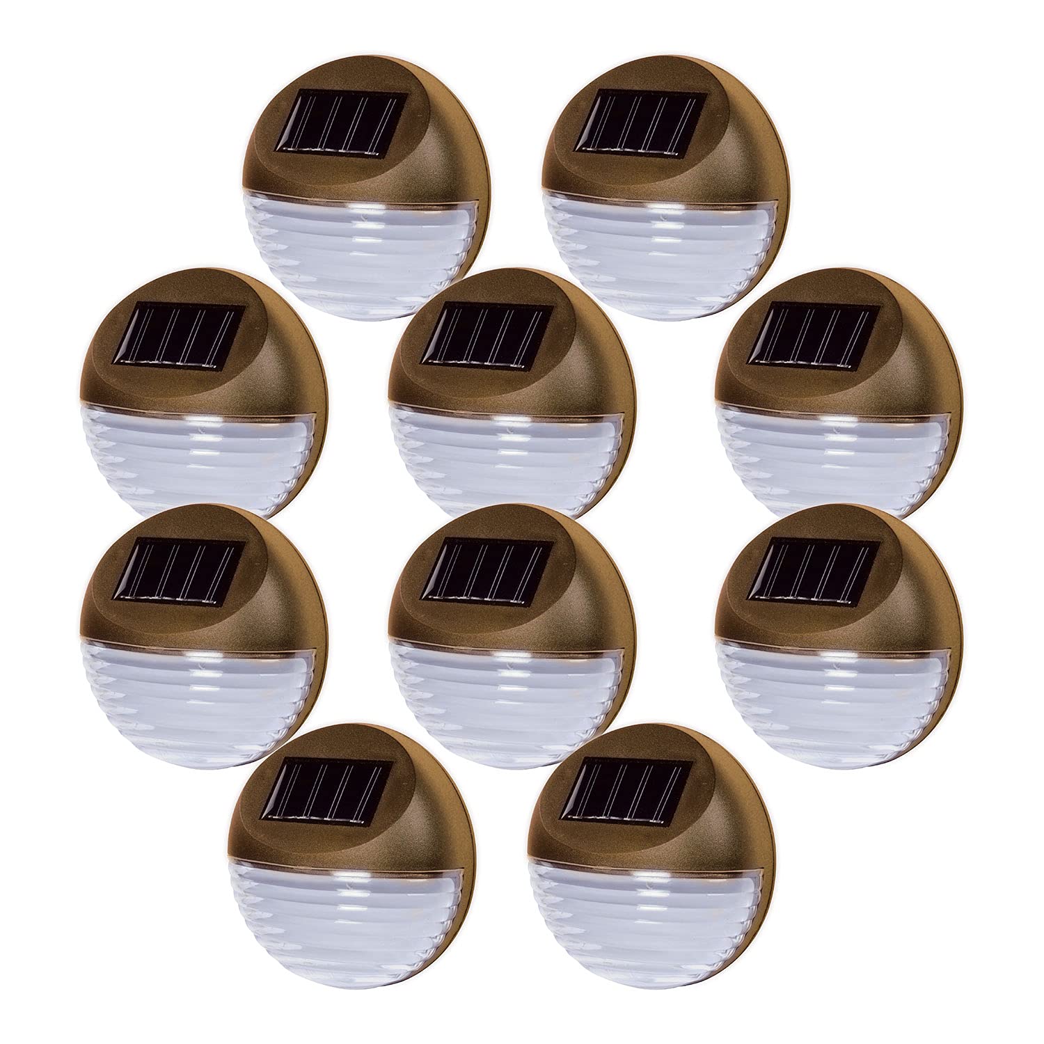 Solalite Brown Pack Of 10 Decorative Wireless Garden Solar Lights Weatherproof Outdoor Fence Step Gutter Wall Lamps