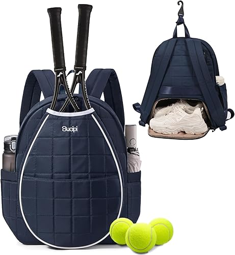Miniatura 21 de Sucipi Bolsas de tenis para mujeres, Mochila bolsa acolchada para raqueta de tenis para raqueta de tenis, palas de pickleball, bádminton Verde