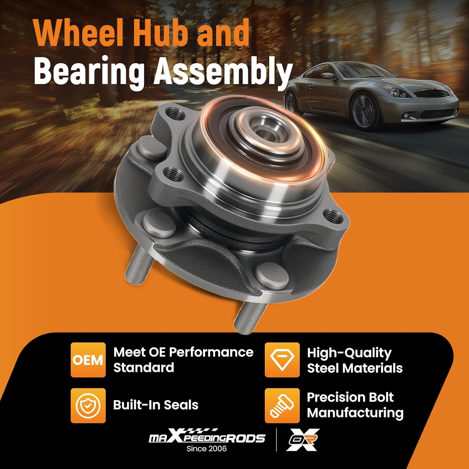 maXpeedingrods 2Pcs 513268 Front Wheel Hub and Bearing Assembly for INFINITI G35 All Models 2003, RWD 2004-2006, Coupe 2007, for NISSAN 350Z All Models 2003-2009 5-Lug