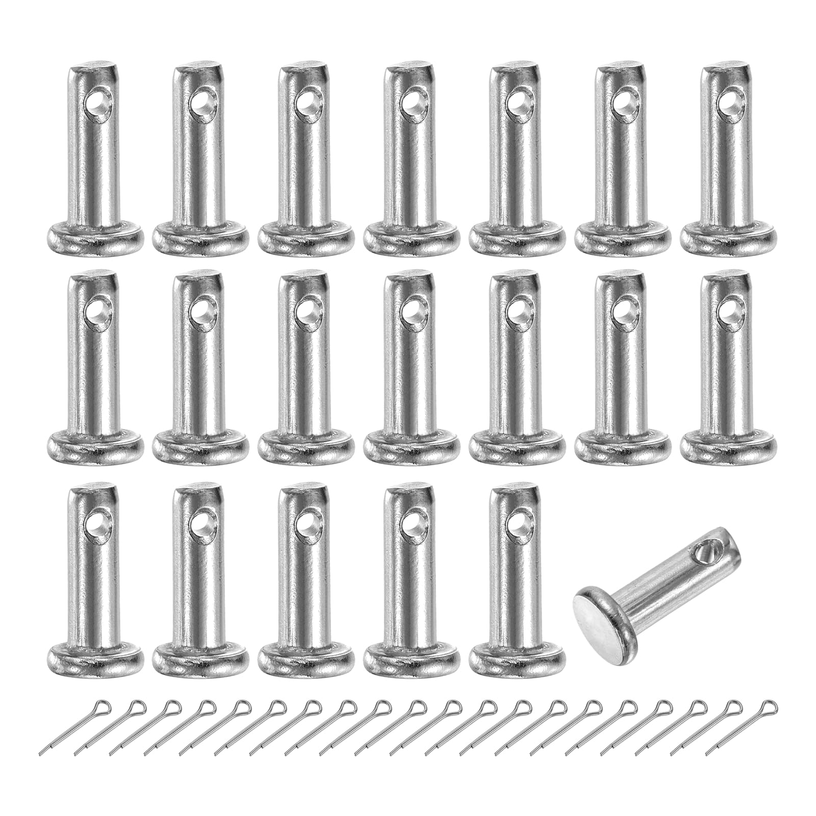 sourcing map 20Pcs M4x12mm Clevis Pins, 304 Stainless Steel Single Hole Flat Head Clevis Pin Hairpin Location Pin with Cotter Pins for Trailer Latch Mechanics Repair Furniture Installation