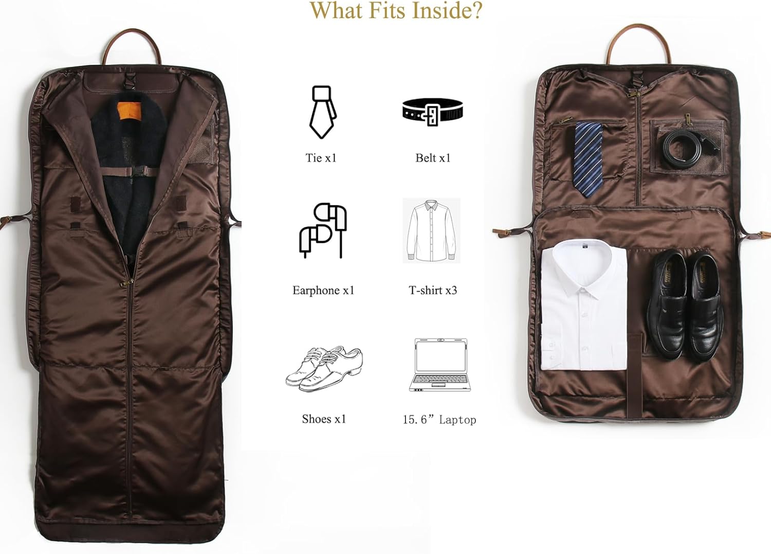 Miniatura 3 de TRITOUR Garment Bags for Travel Leather Canvas Suit Bag with Extended Design Computer Compartment