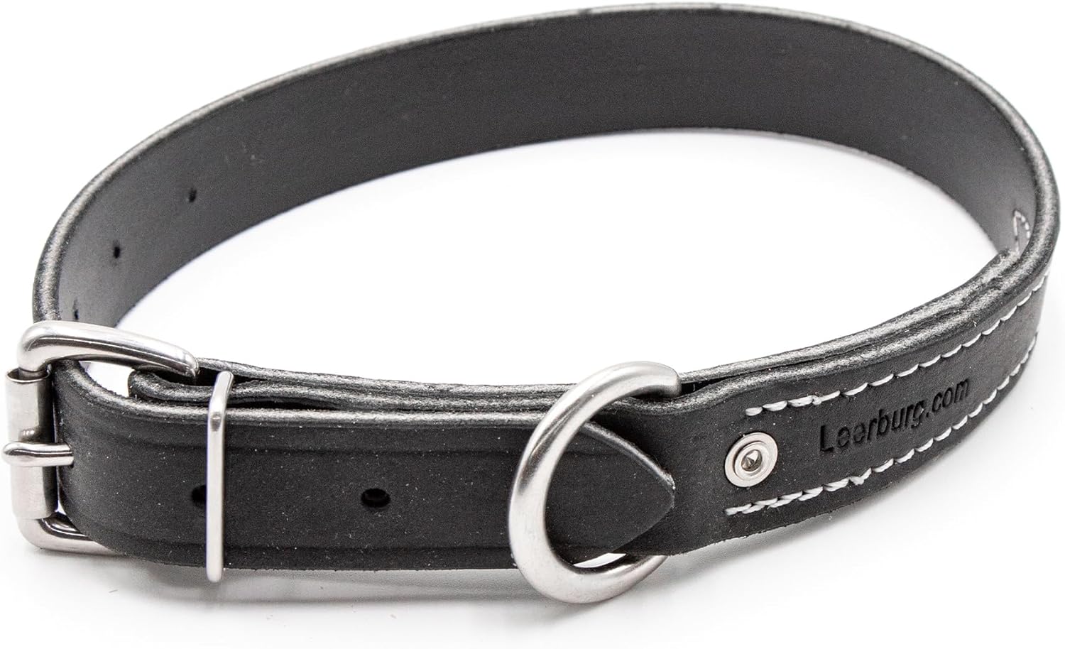 Leerburg's Amish Soft Latigo Leather 1" Wide Collar (Sizes fit Necks 15"-21") w/Stainless Steel Hardware