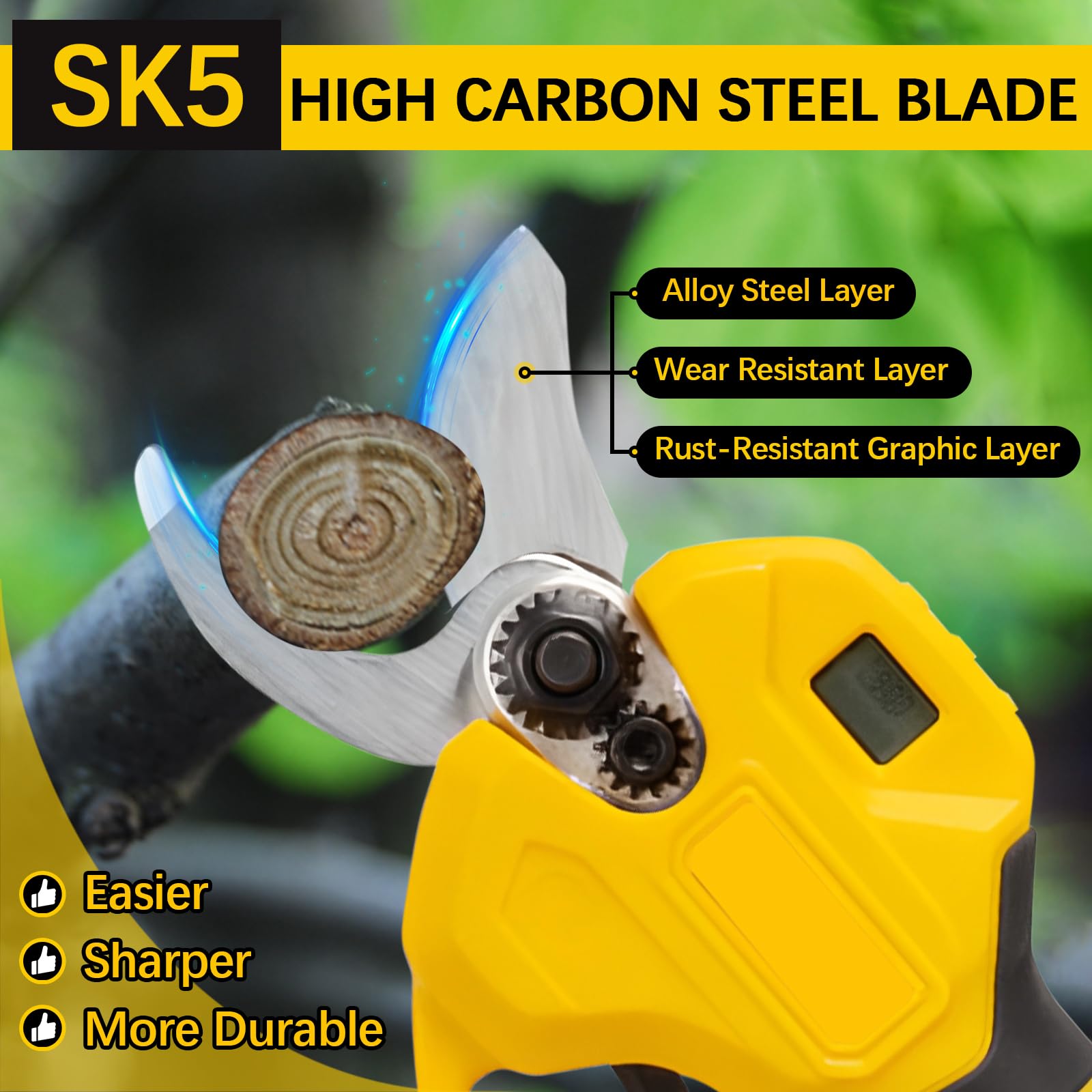 Tijeras de Podar Eléctricas, 45 mm Tijeras Eléctricas Podadora Electrica | Tijeras de Podar con Baterías Brushless Compatible con Dewalt 20V Batería, LCD Display para Jardinería (Sin batería)
