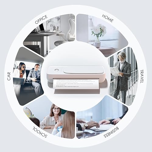 Miniatura 7 de Bisofice Impresora portátil de impresión térmica inalámbrica para viajes, impresora sin tinta compatible con teléfonos móviles y PC, compatible con