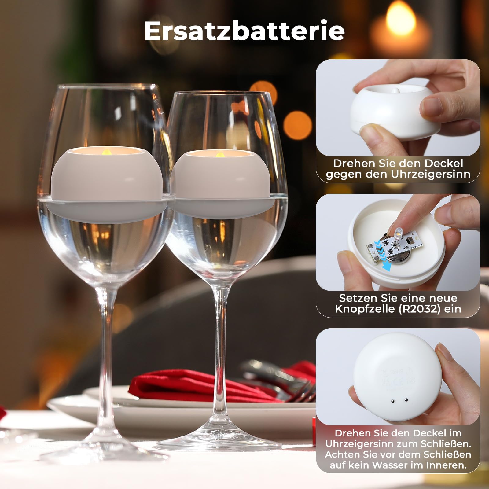 18 Stück LED Schwimmkerzen Warmweiß, 6cm Wasserdichte Schwimmende Teelichter mit 100h Brenndauer, Flammenlose Batteriebetriebene Kerzen für Pool Hochzeit Badewanne Brunnen Party Deko